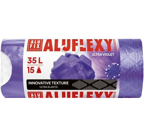 Vrecia na odpadky 35L ALUFLEXY s vôňou lúčnych kvetov - fialové Vrecia na odpadky 35L ALUFLEXY s vôňou lúčnych kvetov - fialové