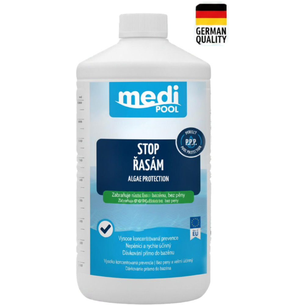 mediPOOL STOP RIAS – Ochrana proti riasam, nepěníci, 1,0 l mediPOOL STOP RIAS – Ochrana proti riasam, nepěníci, 1,0 l